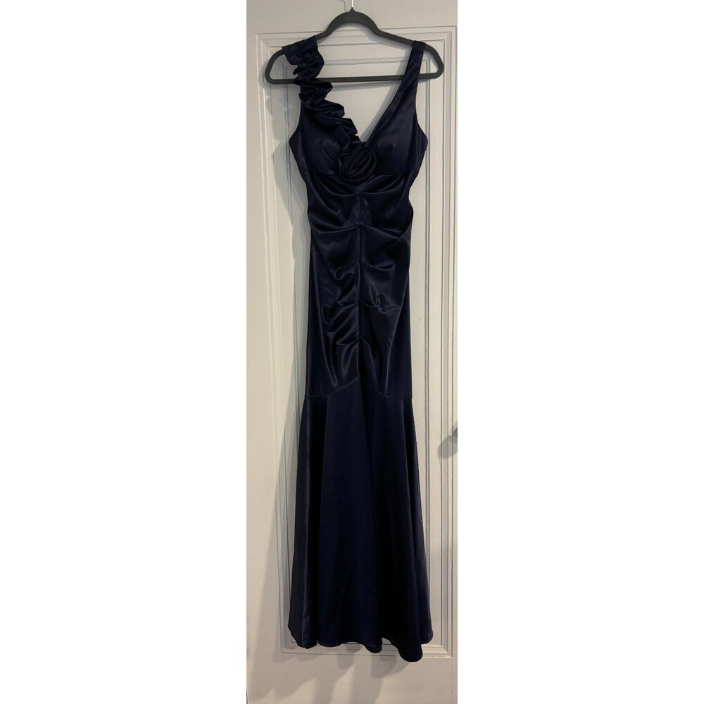Xscape Dress Women 10P Blue Satin Ruched Mermaid Formal Joanna Chen Evening Gown